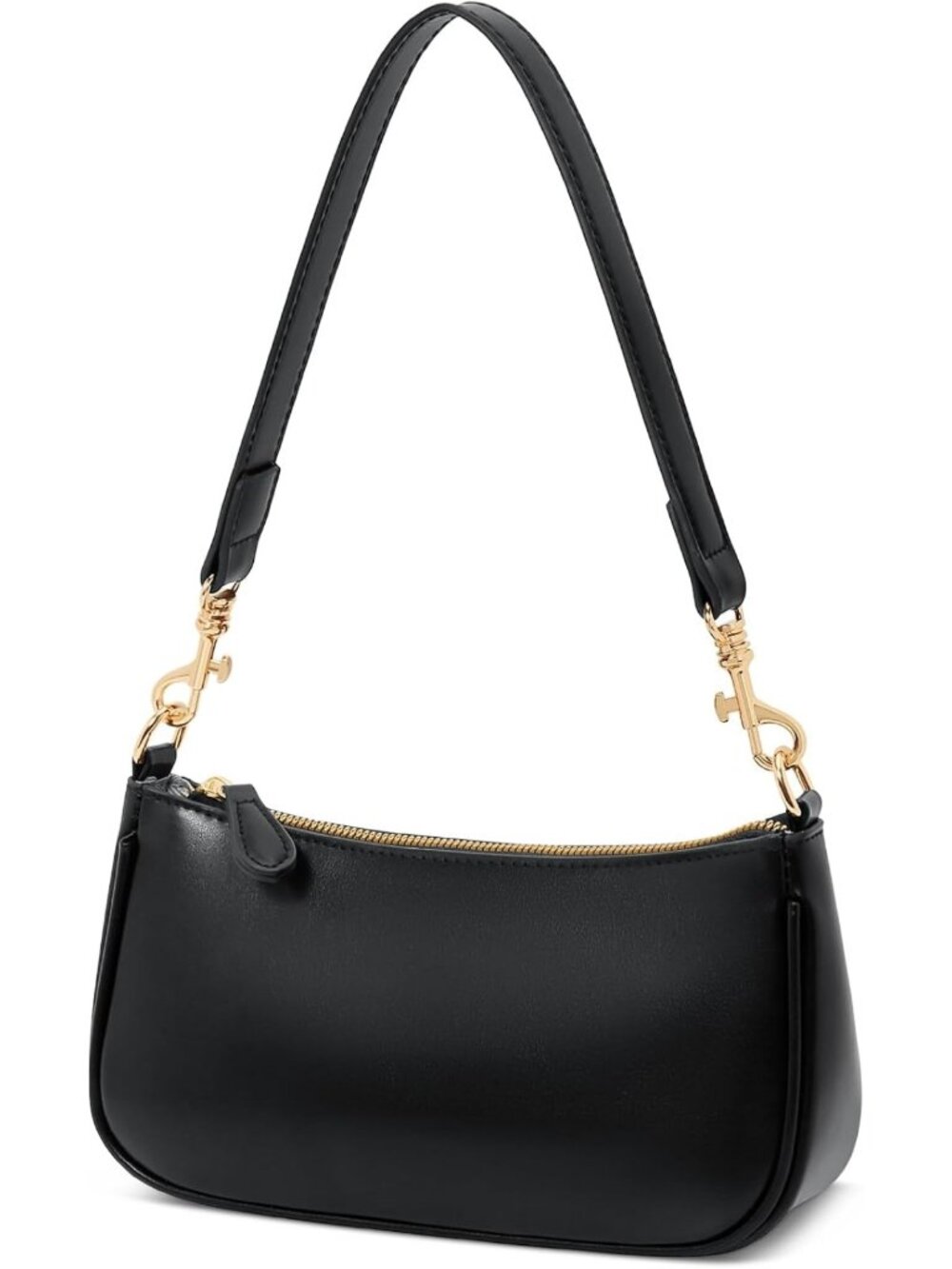 Chic Mini Black Shoulder Bag for Women, Cute Zipper Closure Purse, Stylish